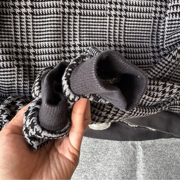 John Elliott Hoodie Black White Plaid Houndstooth Cropped Sweatshirt - Picture 10 of 12
